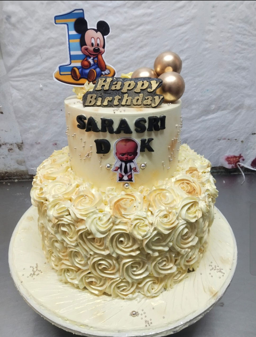 1st Birthday Cartoon Theme Designer Cream Cake