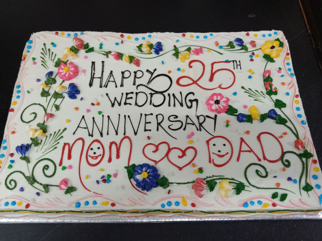 Vennila Flavour 25th Wedding Anniversary Celebration Cake