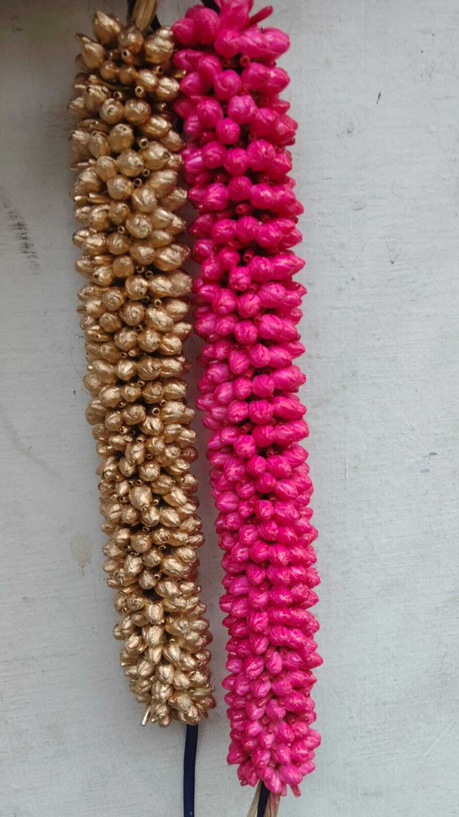 Pink &amp; Gold Nandhiya Vattam Bridal Hair Flower Arrangement