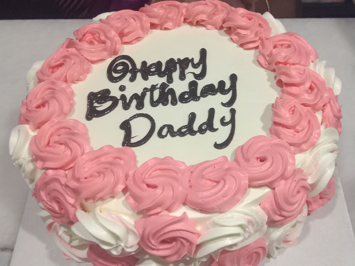 Pink Rosette Birthday Celebration Cake
