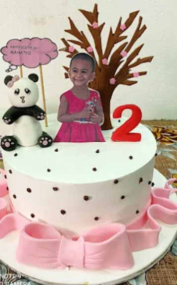 Personalized Panda Theme Photo Birthday Cake