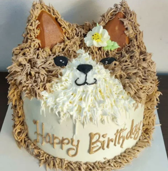 Cute Dog Face Theme Birthday Cake
