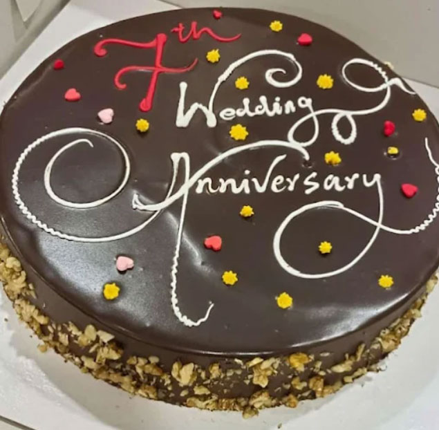 Chocolate Truffle Anniversary Cake with Nut Topping