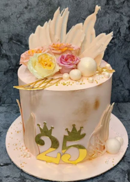 Elegant 25th Anniversary Fondant Cake
