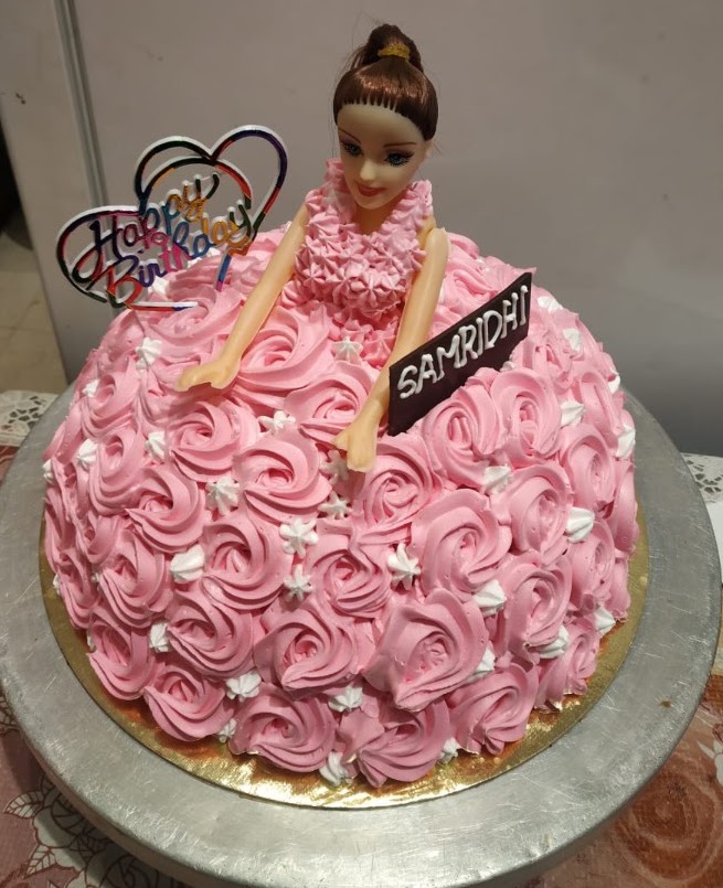 Pink Buttercream Princess Doll Birthday Cake