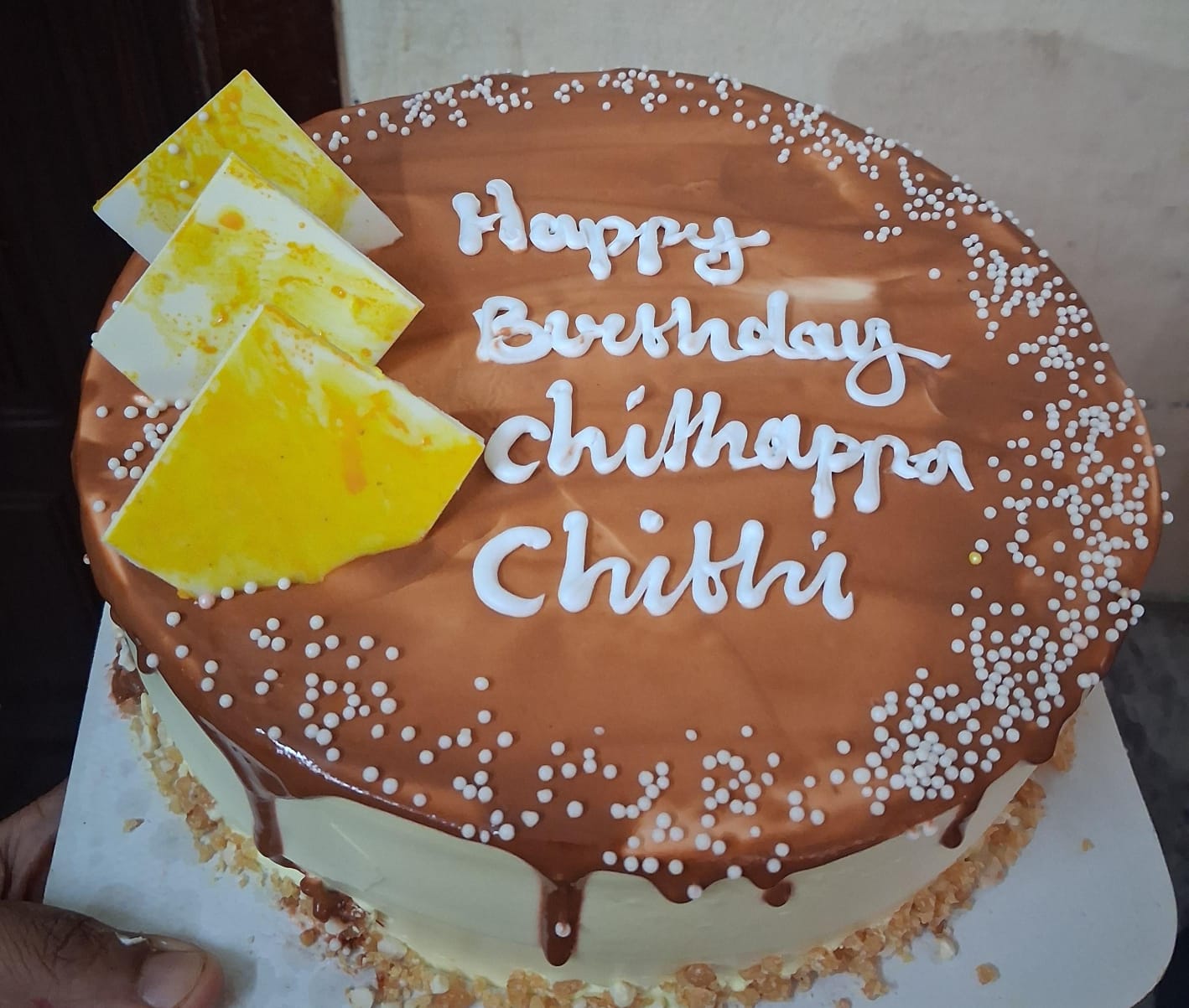 Premium Butterscotch Drip Birthday Cake